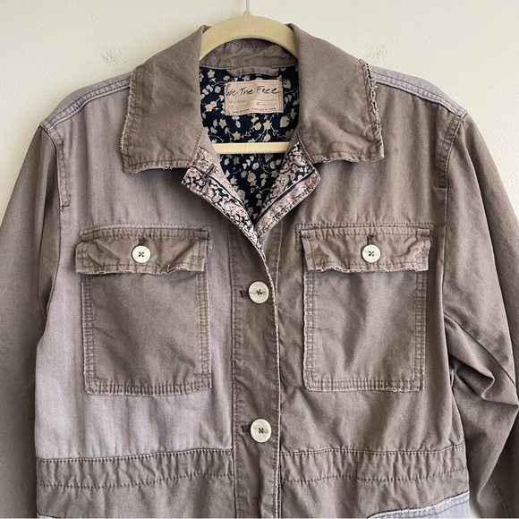 Free People apollo utility patchwork jacket shacket lilac skies army Small army - Picture 10 of 13